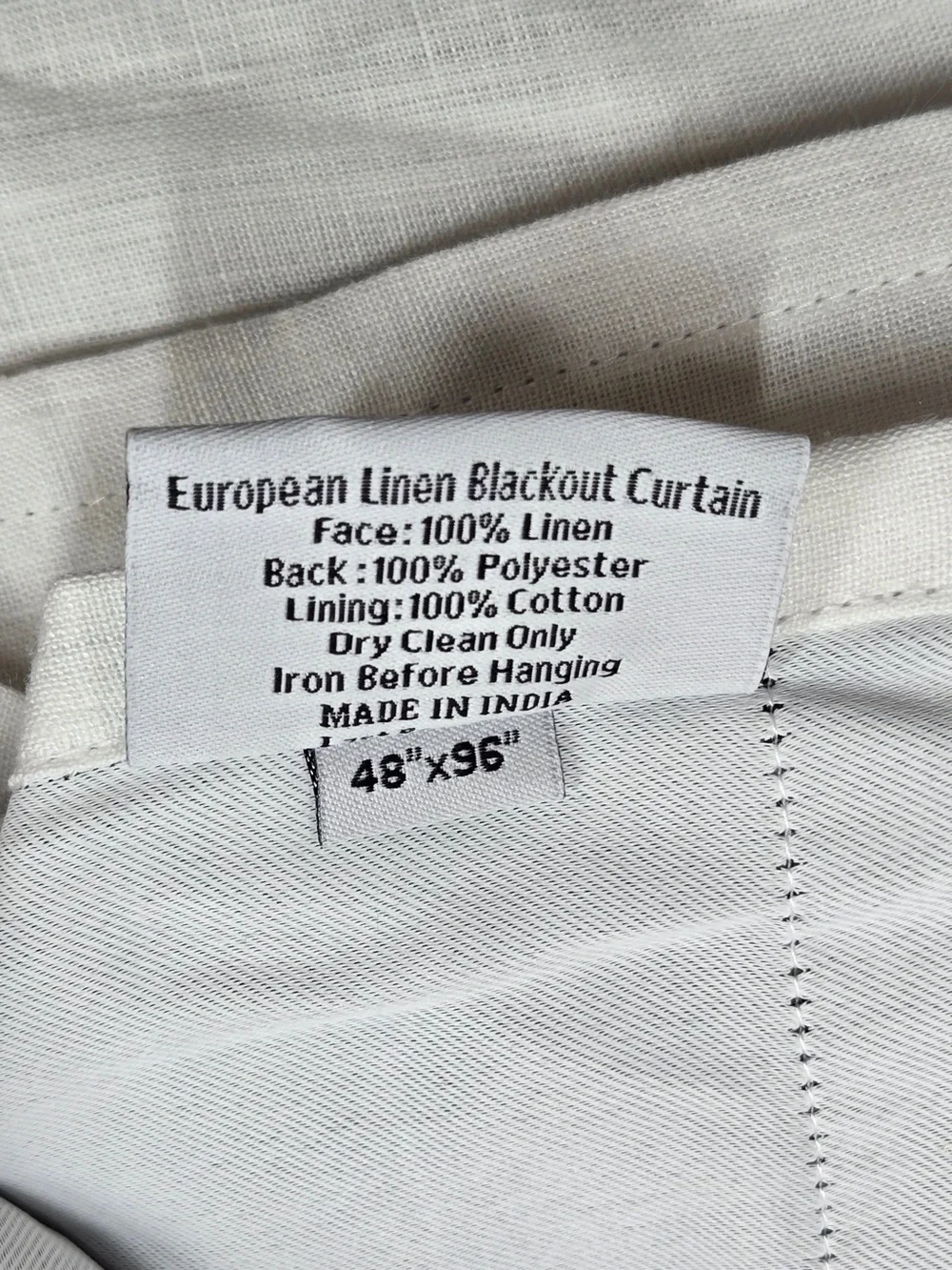 QUINCE Set Of 2 48x96 European Linen True Blackout Curtains White 9178